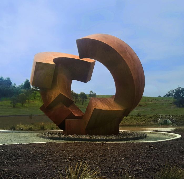 Sphere, Corten steel 2016, H 4,8 m, DenmanProspect, Canberra ACT Australia